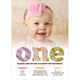 Pink First Birthday One Pattern Invitations Image 3 of 5